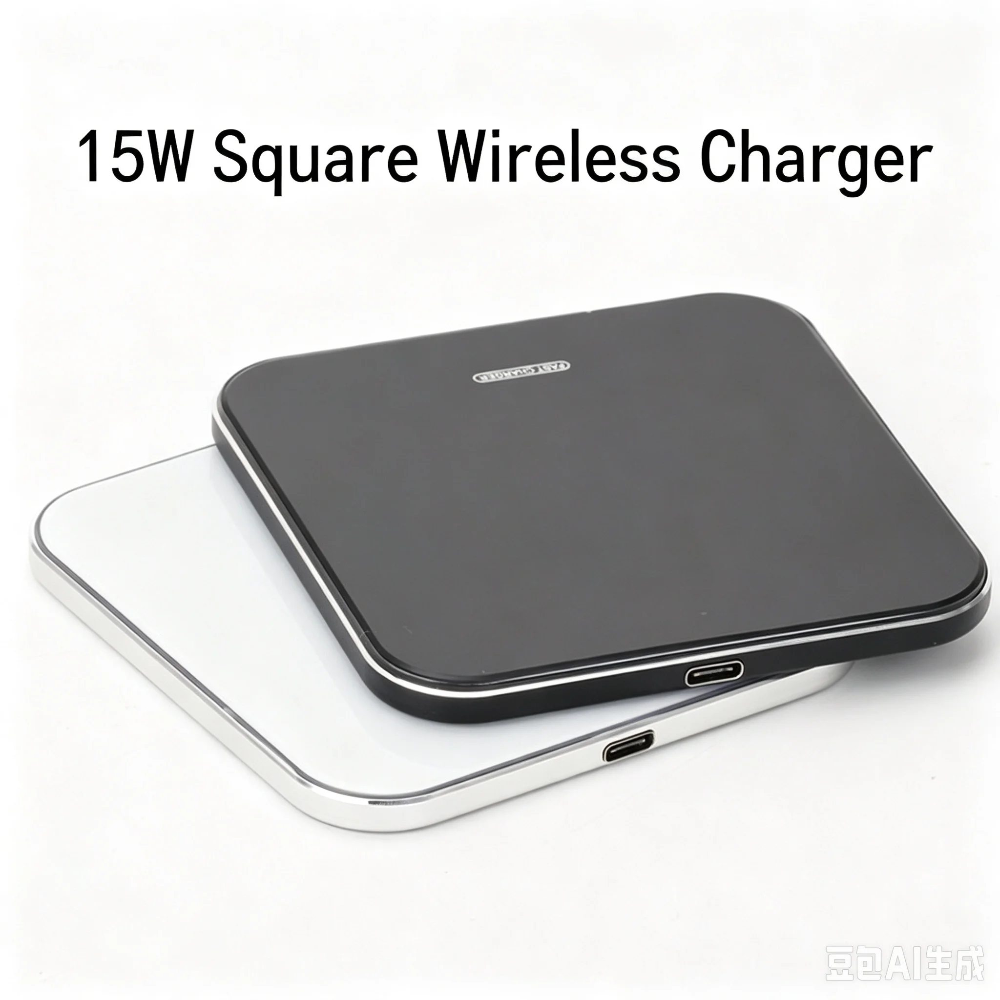 15W Wireless Charging Pad Square Glass Mirror Panel Built-in Safety Features for iPhone Samsung - Fast Charge Non-Slip Design