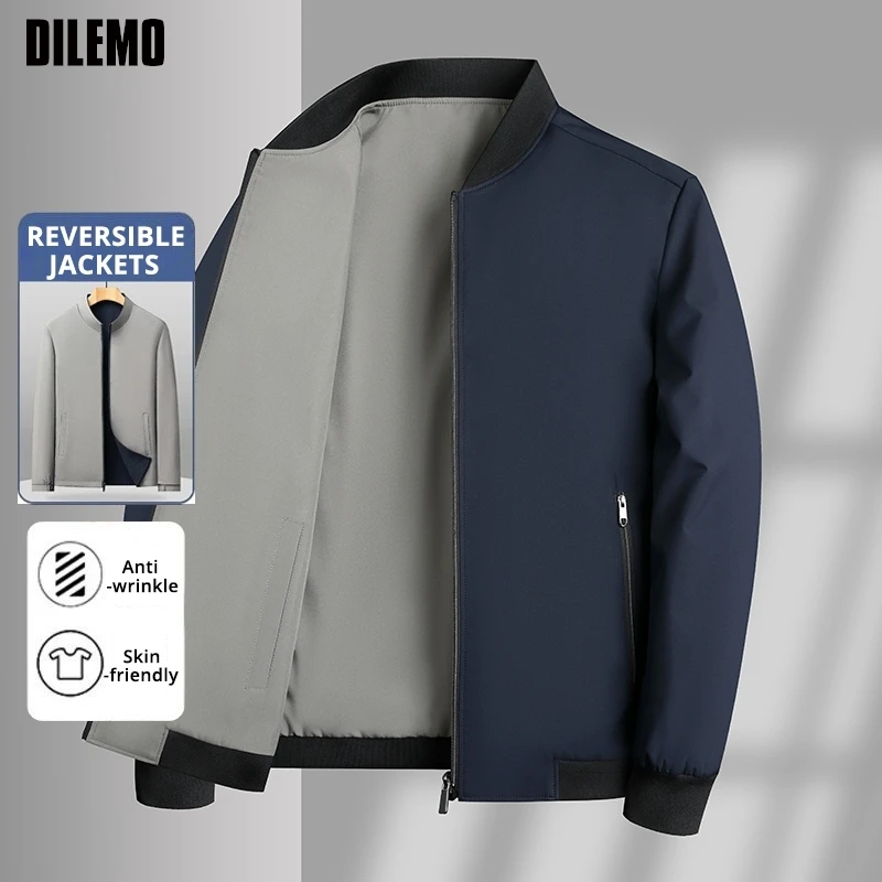

Premium Wrinkle Free Reversible Breathable Baseball Collar Men Blazer Jacket Business Casual Windbreaker Lightweight Coats