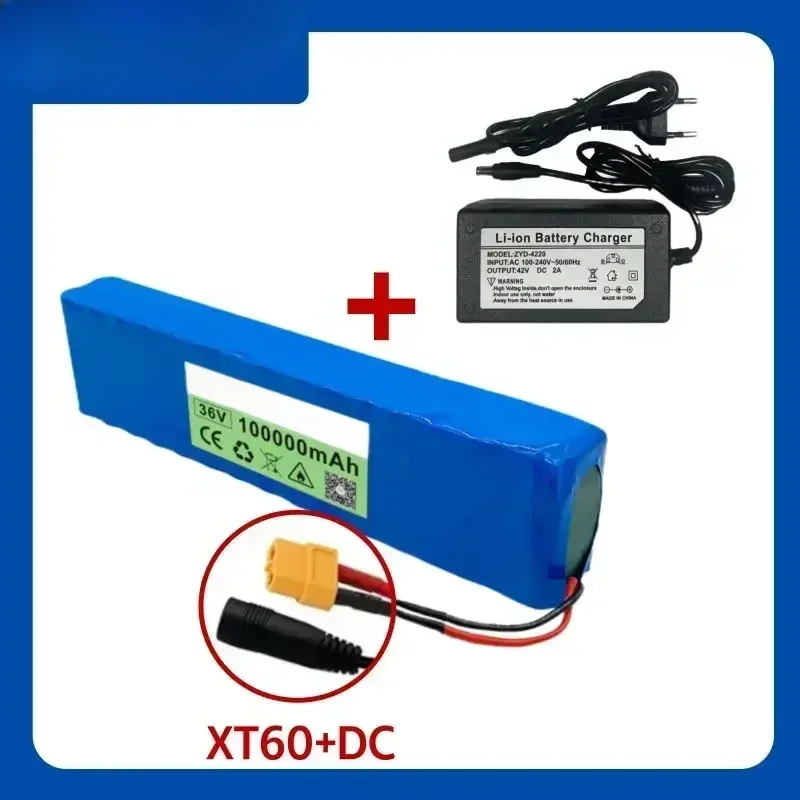 36V 100Ah 18650 Rechargeable Lithium Battery Pack 10S3P 1000W Power Modified Bicycle Scooter Electric Vehicle with BMS+Charger