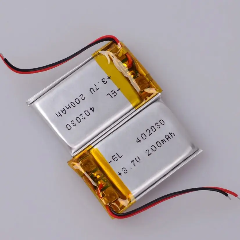 Silicone Wires 3.7V 402030 200mAh Rechargeable Lithium Li-ion Li Polymer Battery For Bluetooth Earphone car DVR video recorder