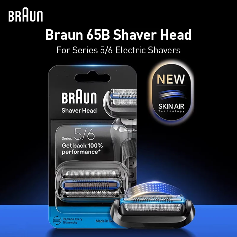 Braun 65B Replacement Shaver Head Hydrate Skin Guard Foil Cutter Compatible with Series 5 6 Shavers