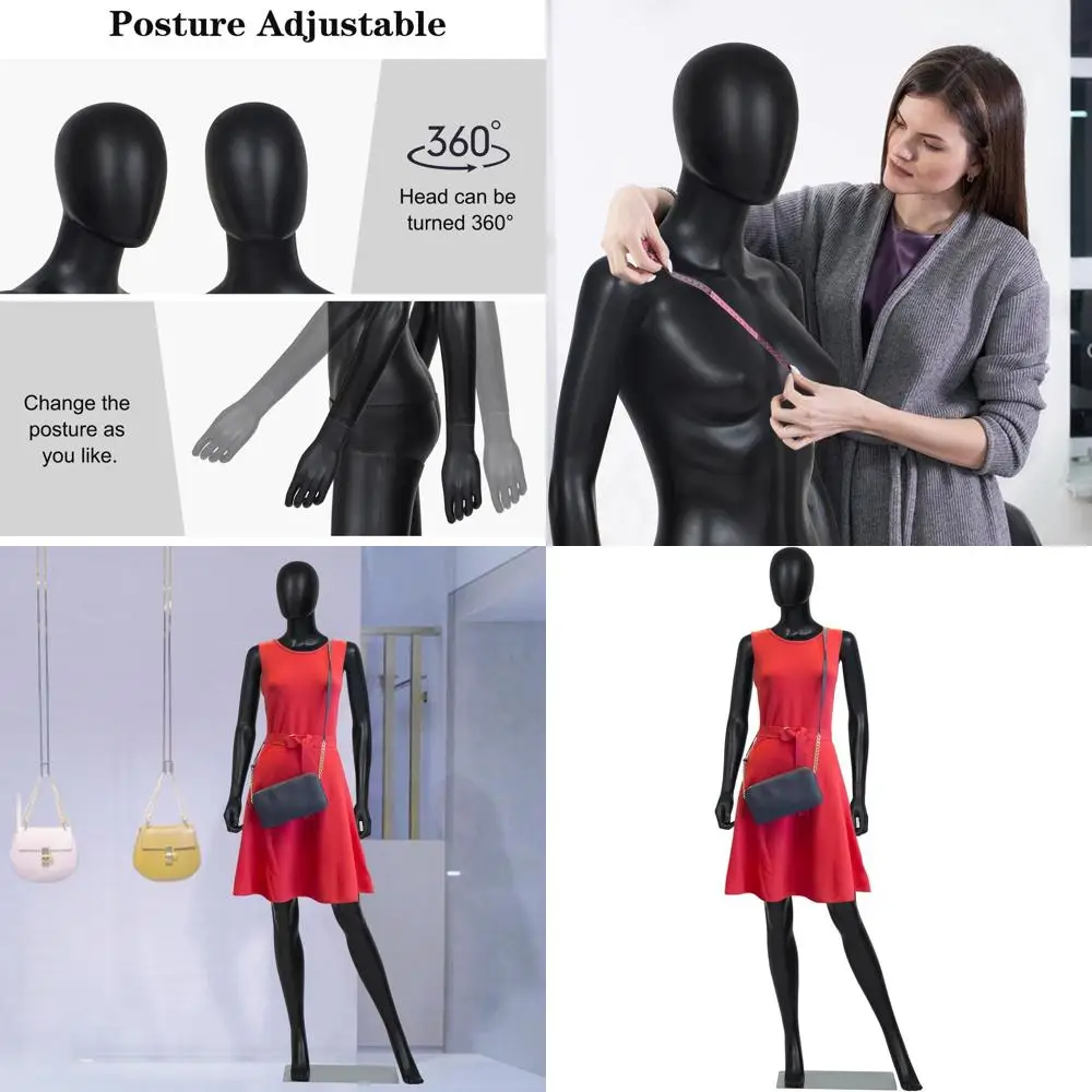 

Манекен женский полноразмерный 6 футов, съемный, с металлическим основанием, для демонстрации одежды, регулируемый, черный