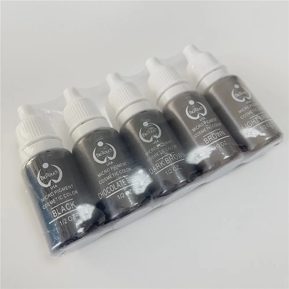 

5 Colors Black/Red SetTattoo Inks 15ml/Bottle Professional Supplies for 3D Permanent Makeup Beauty Skin Body Art