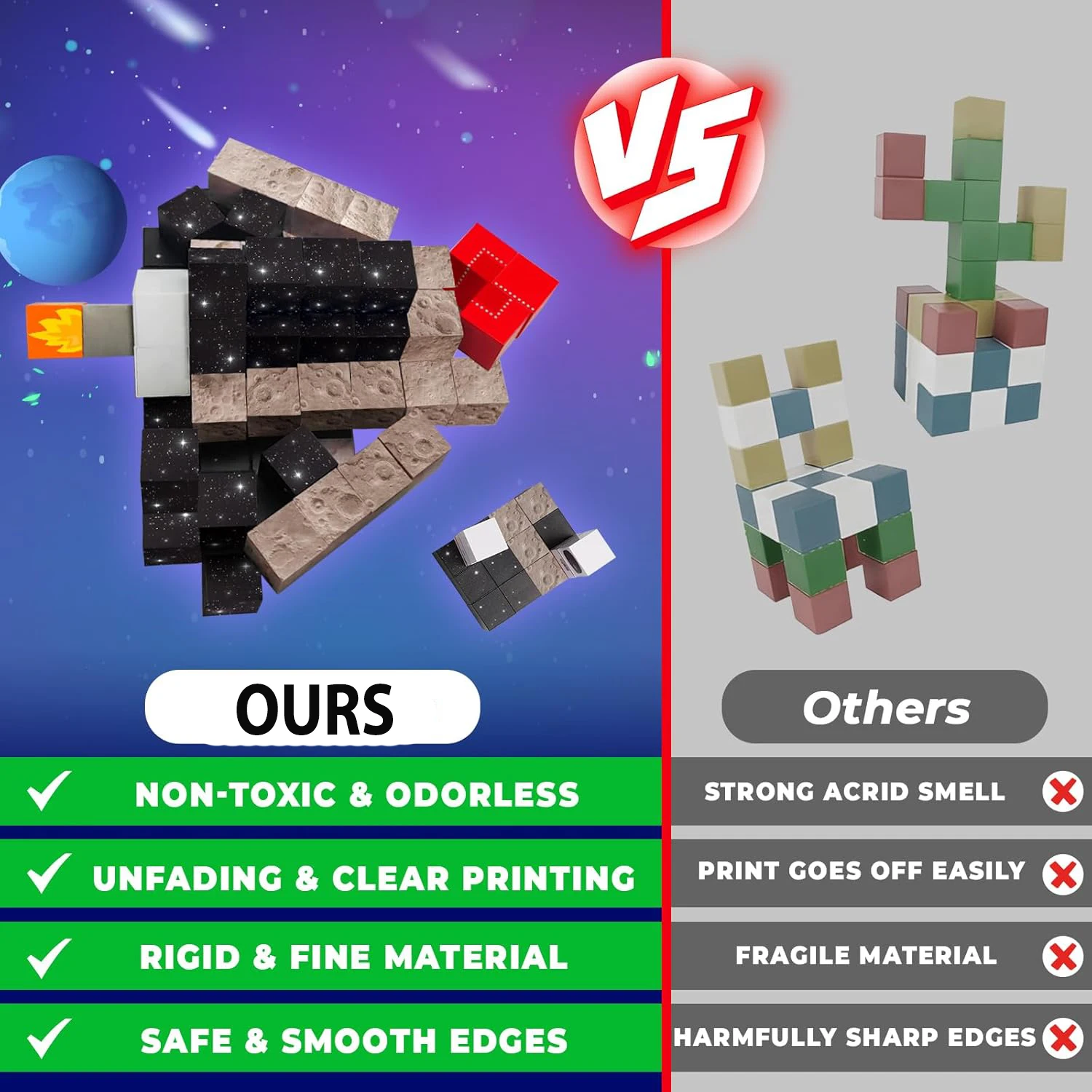 100 قطعة صاروخ الفضاء المغناطيسي اللبنات الفضاء مغامرة المغناطيس مكعب التراص اللعب الجذعية لعبة هدايا عيد الميلاد عيد الميلاد