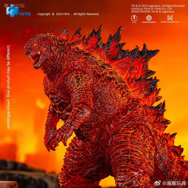 HIYA Original Burning Godzilla Battle Ver. ألعاب شخصيات الرسوم المتحركة مقاس 180 ملم للأولاد هدية عيد الميلاد وحلي نموذجية قابلة للجمع