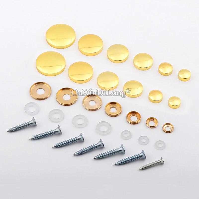 

NEW 100PCS Pure Brass Gold Advertising Nails Arc Glass Mirror Nails Acrylic Billboard Board Fixed Screws Decorative Covers Caps