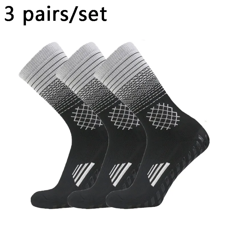 3 pairs Grid pattern Anti-slip Soccer Socks Men Women Outdoor Sport Grip Football Socks antideslizantes de futbol