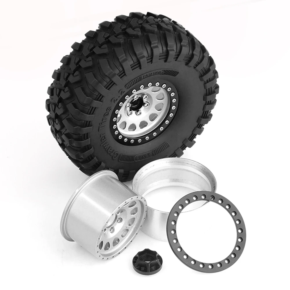 4 SZTUK 135mm Metal 2.2 Beadlock Zestaw opon do gąsienic 1/10 RC Axial SCX10 Wraith Capra TRX4 D90,B