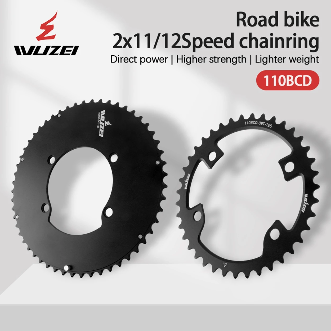 WUZEI 110BCD Rennrad Doppelkettenblatt 2x10/11/12-fach Fahrradkettenblatt 48T/33T 58T/44T Krone für Shimano 105 Ultegra R8000 – Detail 1