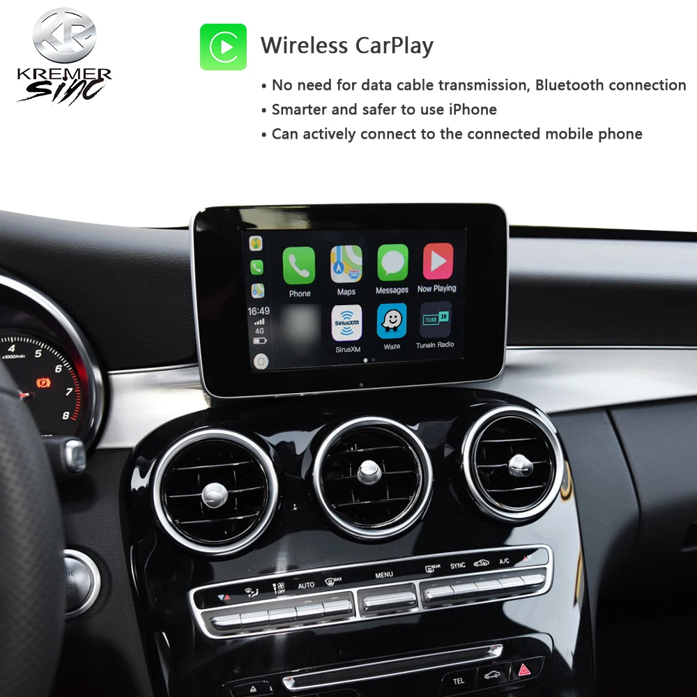 Wireless Apple CarPlay AndroidAuto Retrofit for Mercedes Benz C Class GLC CLA kSmart Auto W204 W205 W203 W253 W117 SIRI Control