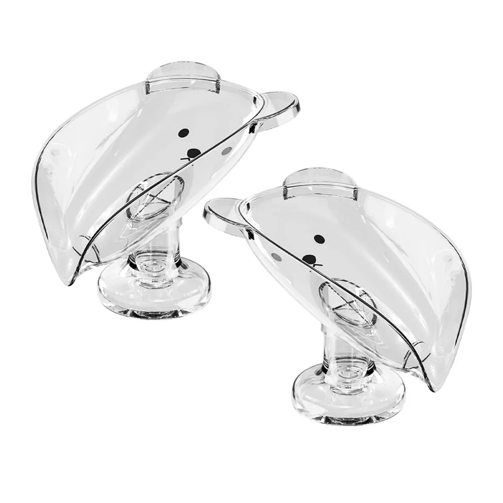 2Pcs Soap Holder Bar Soap Case Suction Cup Drainage Self Draining Tray Anti Slip Shower Stand Bathroom Space Saving