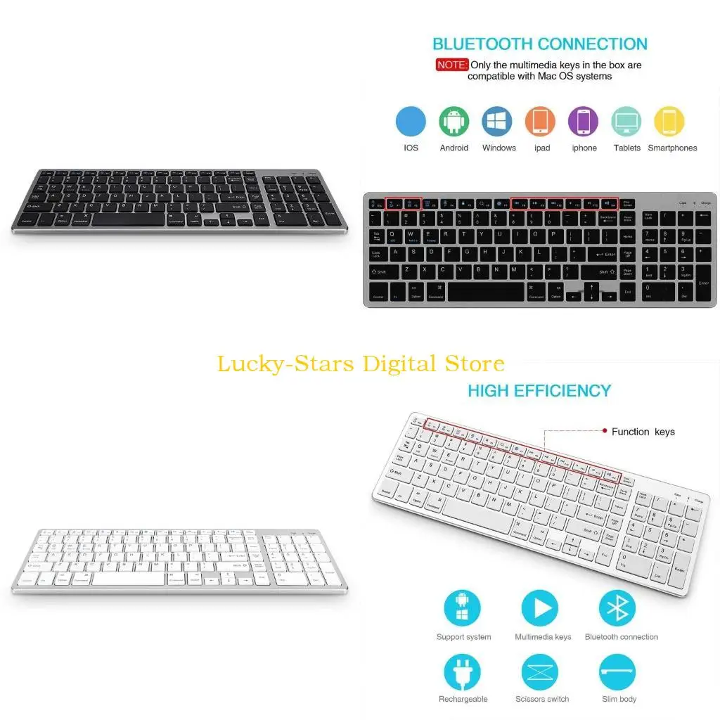 

T3EE Bluetooth-compatible Keyboard Multi-Device Universal Wireless Keyboard Rechargeable for / for Windows OS / for Mac