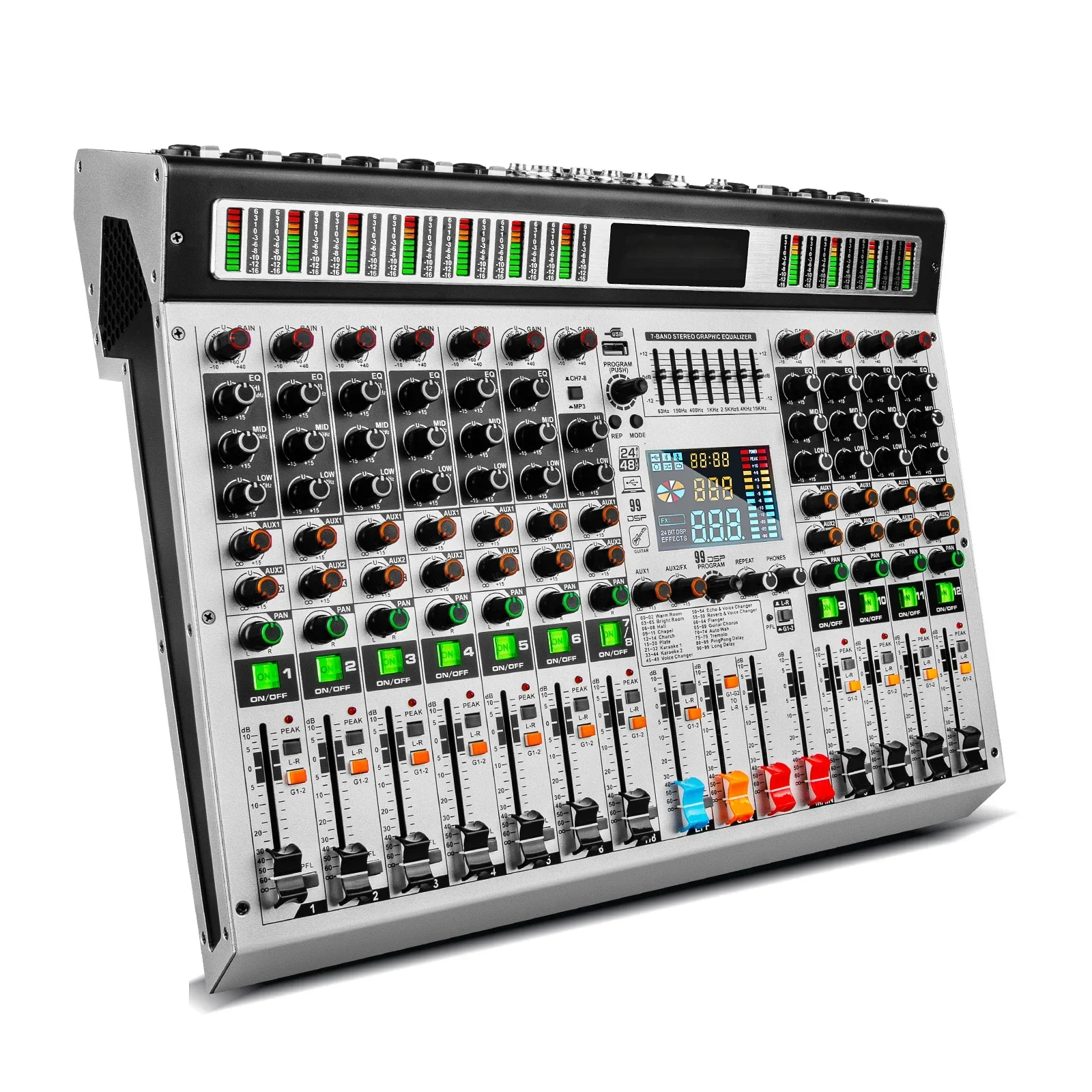 Hot Selling 12 Channel Built-in 99 DSP Digital Reverb Effects Professional Digital Audio Mixer