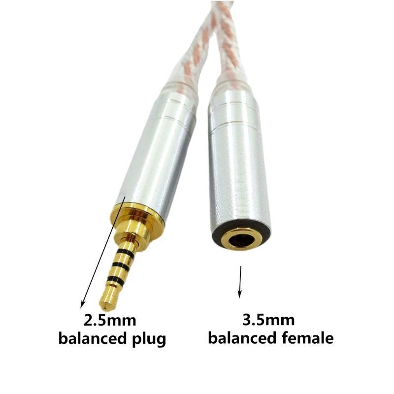 Cable ajuste masculino balanceado 2.5 mm equilibrado a 3.5 mm.