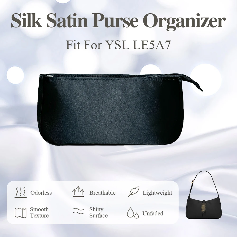 Silk Satin Purse Organizer Insert Fit for YSL LE5A7 Underarm Bag Liner Purse Organizer Insert Makeup Storage Bag In Bag Insert