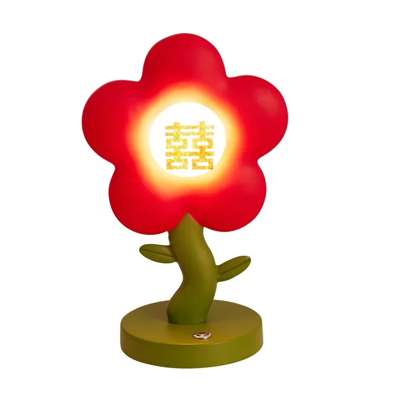 

Flower everlasting table lamp wedding room bedside for the bride dowry wedding gift red happy lamp