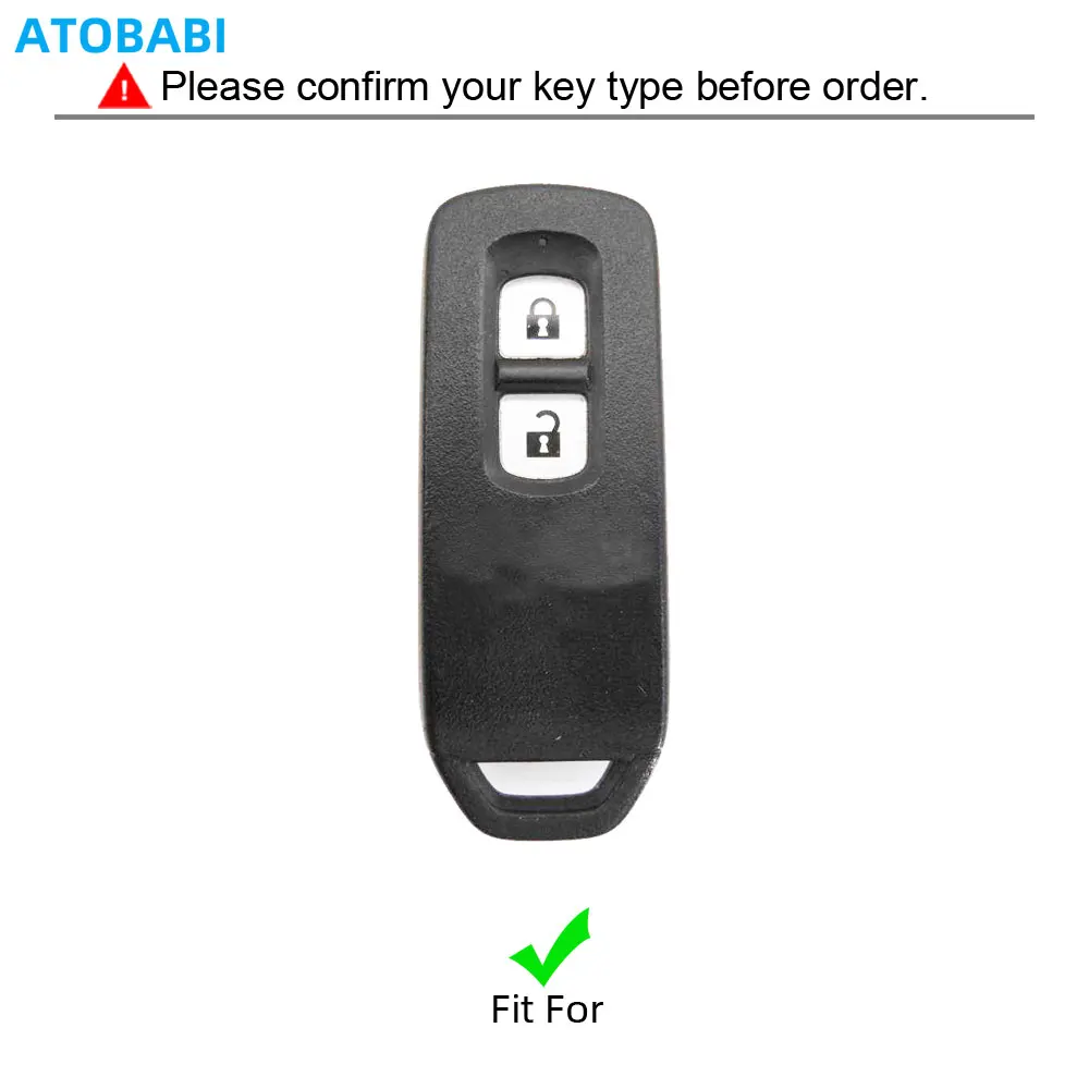 Leather Car Key Case For For Honda N BOX / N WGN / N ONE 2012-2017 2 Buttons Smart Keyless Remote Fobs Cover Skin Keychain Bag