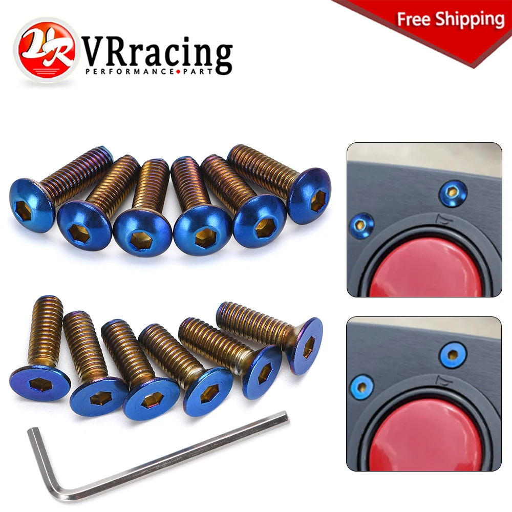 6PCS Burnt Titanium Steering Wheel Bolts Fit a lot of steering wheel Works Bell Boss Kit Flat/Round Head Accessories