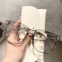 Gafas de miopía con montura redonda de gran tamaño para hombres y mujeres, gafas clásicas transparentes, gafas de vista cercana, gafas de computadora Anti-luz azul