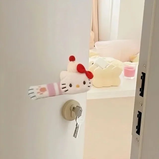 Sanrio Anime Plush Door Handle Protective Cover for Girls Bedroom Decoration Winter Anti-freeze Anti-static Door Handle Cover