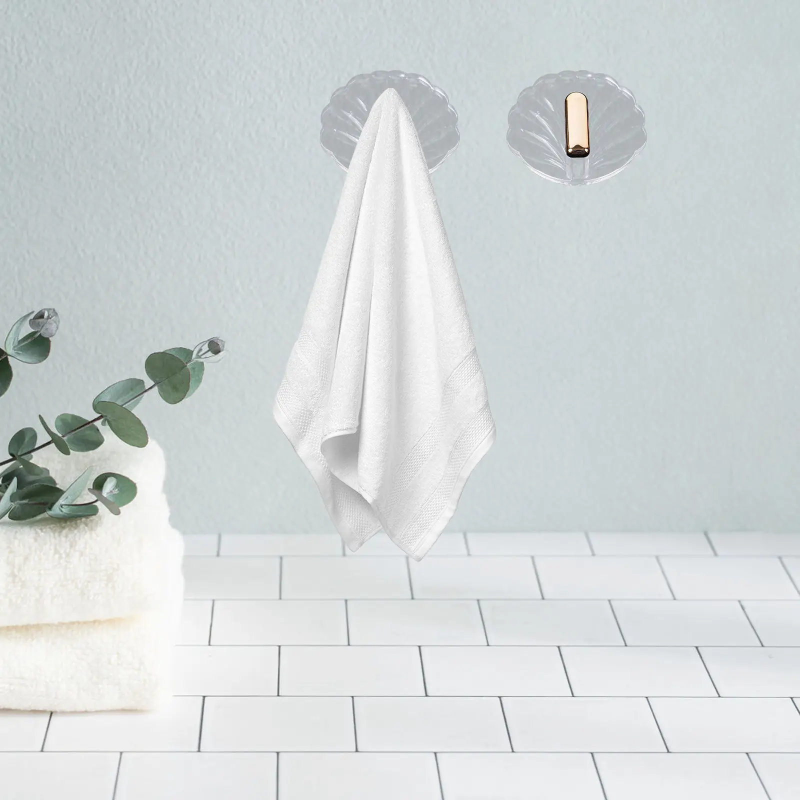 6Pcs Adhesive Wall Hooks Heavy Duty Self Stick Towel Hooks for Bathroom Kitchen Bedroom Hallway Office Space Saving Smooth