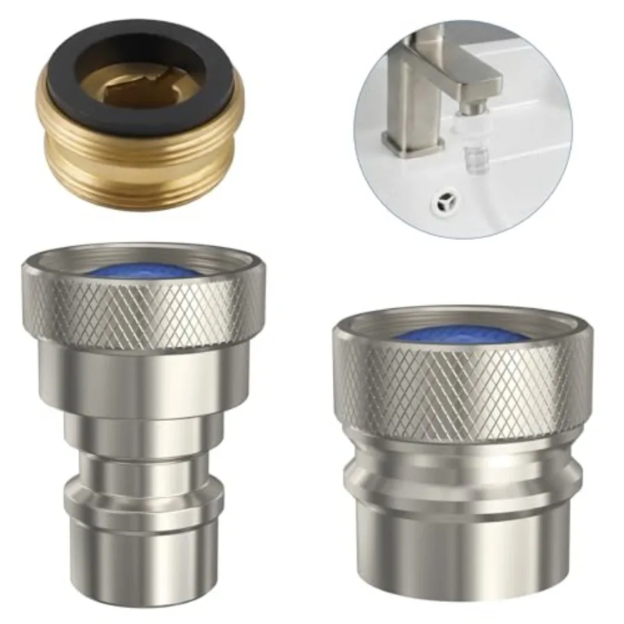 

2 Pcs Portable Dishwasher Faucet Adapter, Metal Sink Faucet Aerator Adapter for Dishwasher, 55/64-27 Female and 15/16-27 Male T