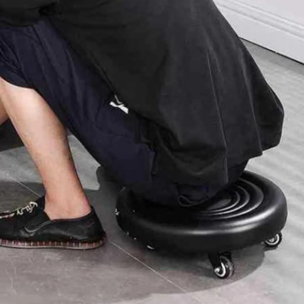 

Rotatable Small Foot Stool PU Material Sturdy Foot Rest Safe Rolling Stool for Living Room Office Anti-Slip Footstool