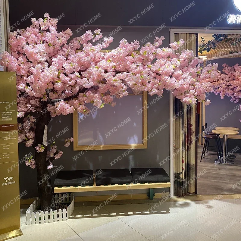 

Simulation cherry tree peach blossom simulation flower fake tree large Internet wishing tree company lobby entrance decoration