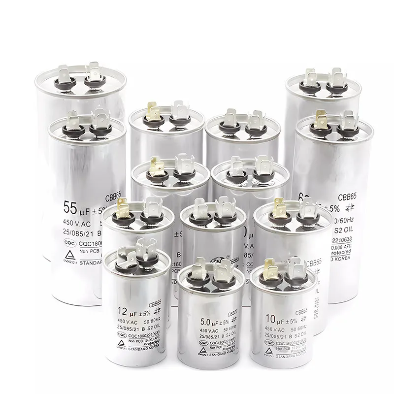 CBB65 AC Motor Capacitor Air Conditioner Compressor Start Capacitor 450VAC 5uF 20uF 25uF 30uF 35uF 40uF 45uF 50uF 60uF 70uF 5%