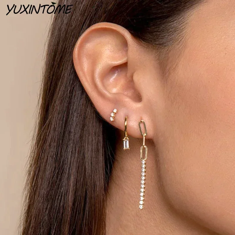 925 Sterling Silver Needle Elegant White Series Small Hoop Earrings for Women 24K Gold Earrings Trend Jewelry Ear Accessories