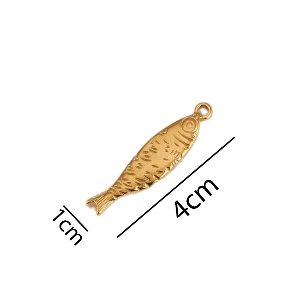 1/5 pçs de aço inoxidável peixe ouro oceano animal encantos bonito contas para diy pulseiras colar brinco pingentes jóias fazendo