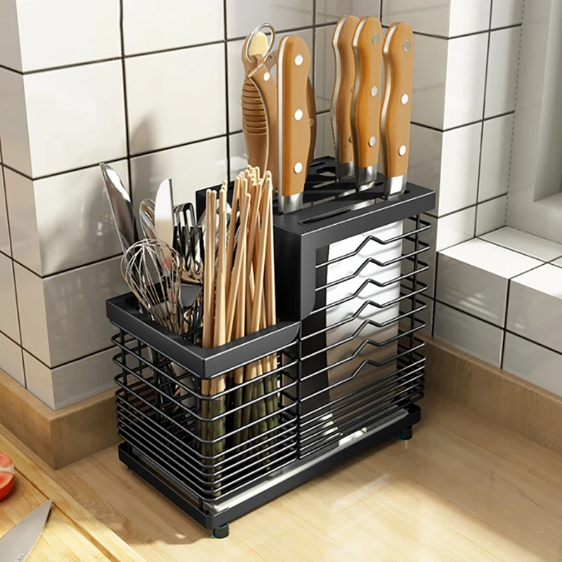 1Pcs Stainless Steel Knife Holder Knife Storage Rack Storage Knife Rack Kitchen Chopsticks Integrated Table Knife Base