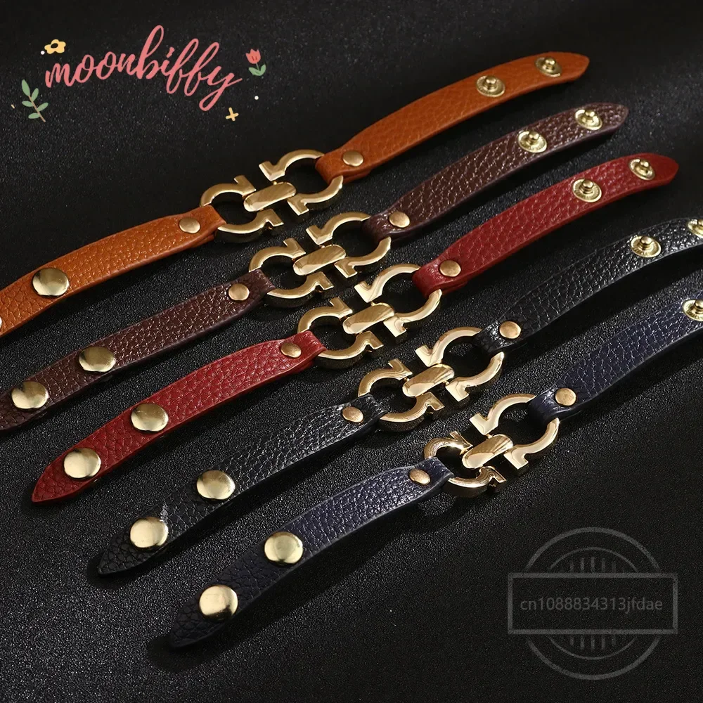 High Quality PU Leather Bracelet for Women Fashion Charms Alloy Geometric Leather Bracelets Casual Party Accessories Gift