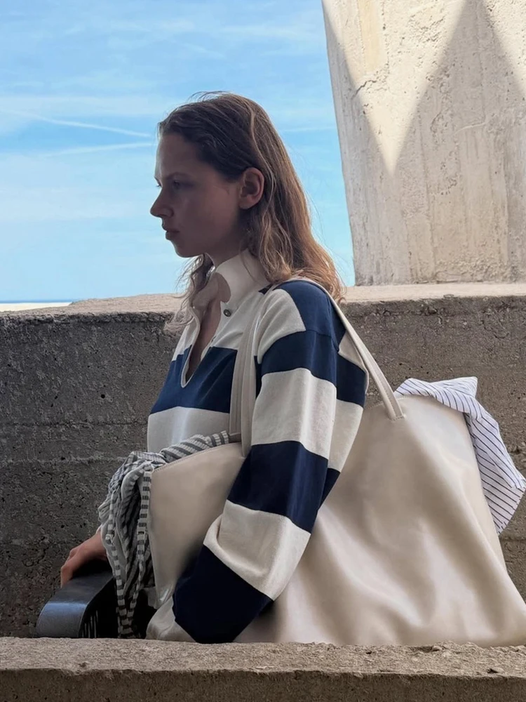 Prendas de punto a rayas Ne para mujer, suéter suelto cómodo de ajuste Regular, informal, con capas, largo, para uso diario