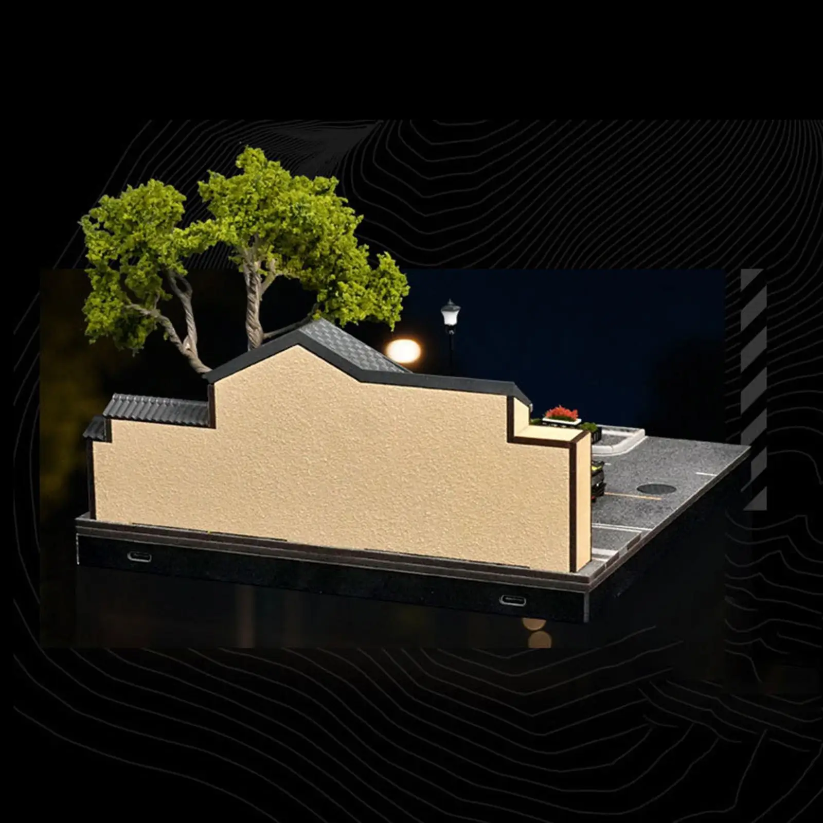 

1/64 Model Car Display Case Street Cafe Diorama Micro Landscape Decor Scenario Ornament Storage Box Showcase Organizer