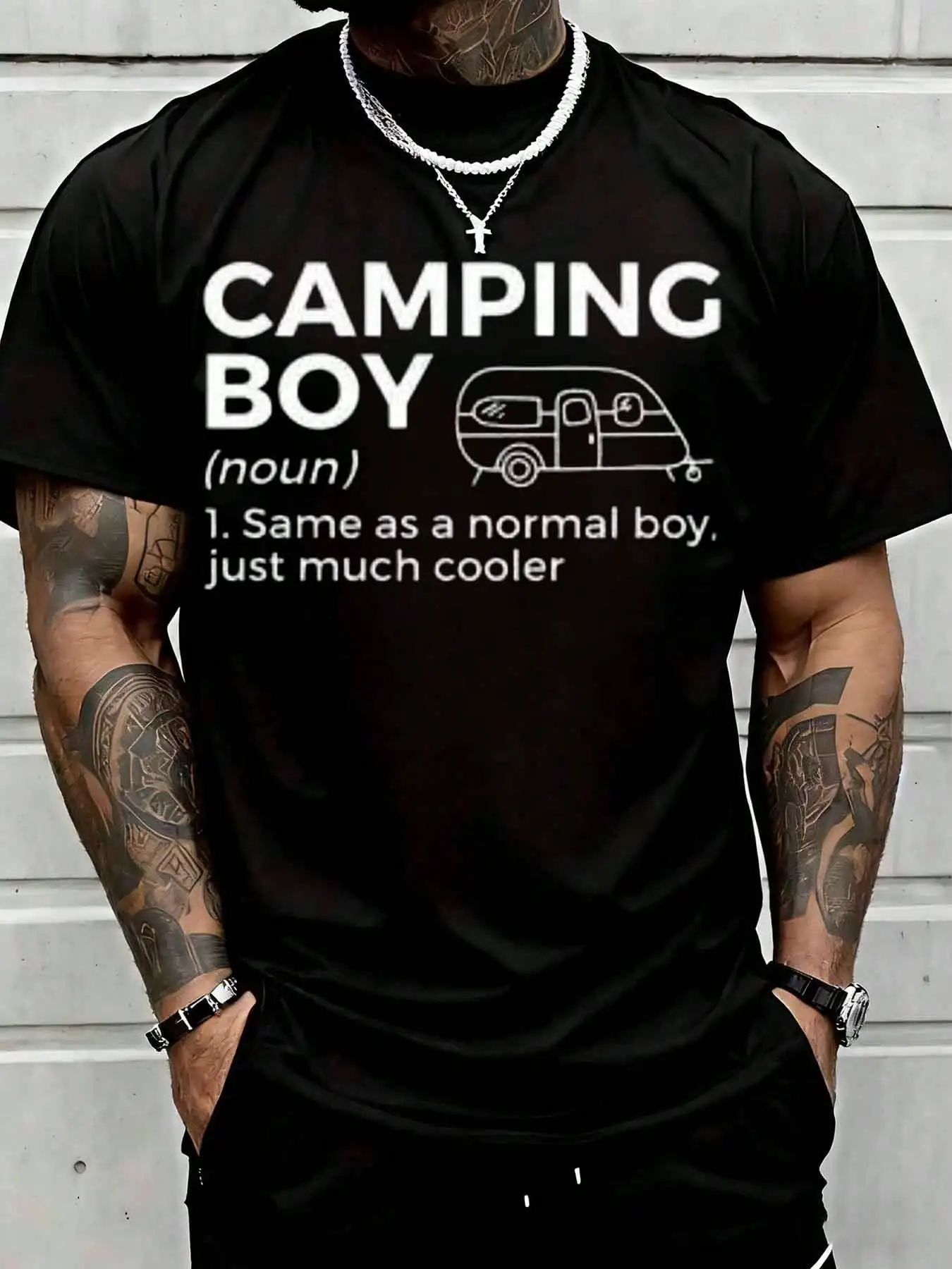 Camping Boy Definition Funny Camper Van Graphic Tee Humor Outdoor Adventure Gift Shirt Suitable For Casual Sports Wear