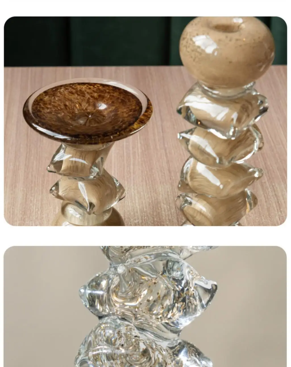 الفاخرة كتلة زجاجية كومة شمعة حامل رومانسية ضوء الشموع عشاء جو طاولة طعام غرفة المعيشة المنزلي اكسسوارات الديكور