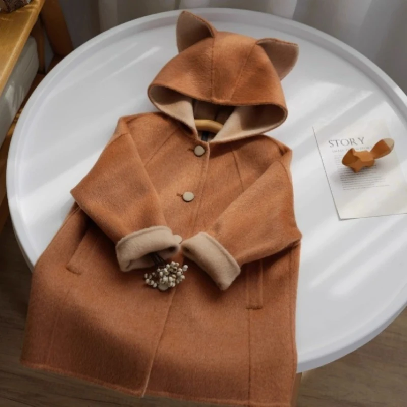 

Новинка осени 2024, детское милое пальто из лисьей шерсти с героями мультфильмов, утепленная теплая зимняя верхняя одежда для мальчиков и девочек-подростков