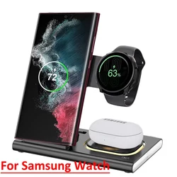 3 in 1 LED Foldable Wireless Charger Stand For Samsung S24 S23 S22 Watch 6 5 4 Active 1 2 Galaxy Buds Fast Charging Station