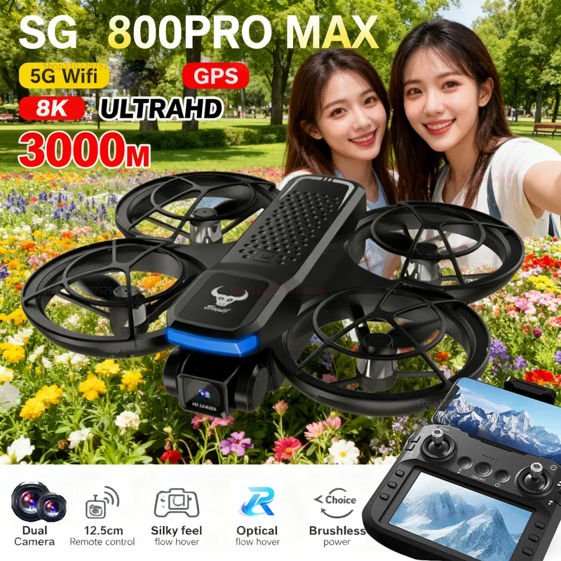 Drone SG800 PRO 8K HD Kamera Ganda 360 °   Quadcopter Aerial Flip FPV Brushless Motor Dengan Fotografi Aliran Optik Jarak Jauh dan Hadiah