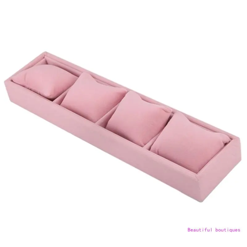 4 Grids Stylish Jewelry Organizer Multifunctional Watch Display Box Bracelet Storage Holder with Pillow Tray for DropShip