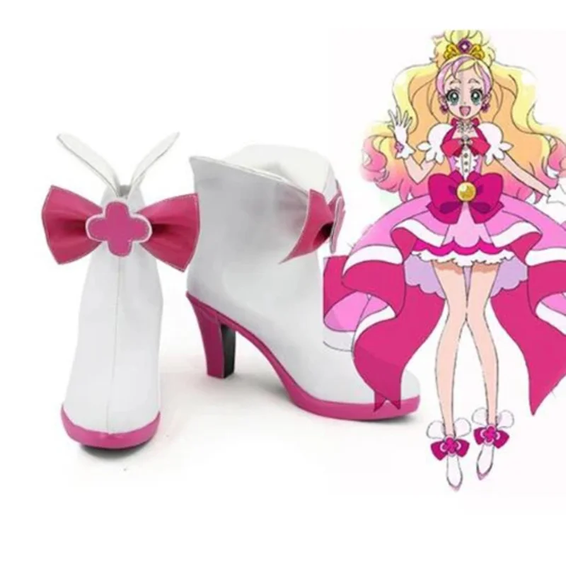 

Иди! Сапоги принцессы Pretty Cure для косплея, обувь Cure Flora, розовые туфли на Хэллоуин для взрослых, женская обувь на высоком каблуке, аксессуары