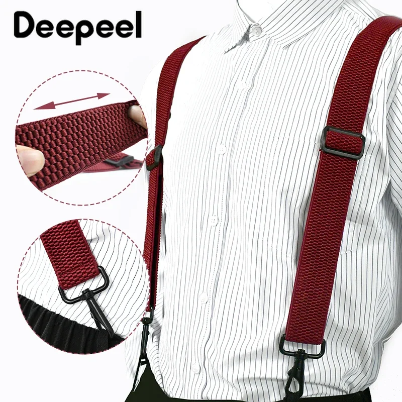 

Deepeel 35mm Wide Adult Men's Suspender Elastic Straps Men Braces 4 Clips Hook Adjust Suspenders Harness Man Fashion Costume