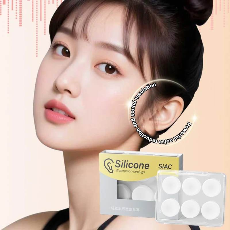 6 قطعة سدادات الأذن سيليكون قابلة لإعادة الاستخدام سدادات الأذن للنوم السباحة السفر العمل دراسة الحد من الضوضاء سدادات الأذن المرنة