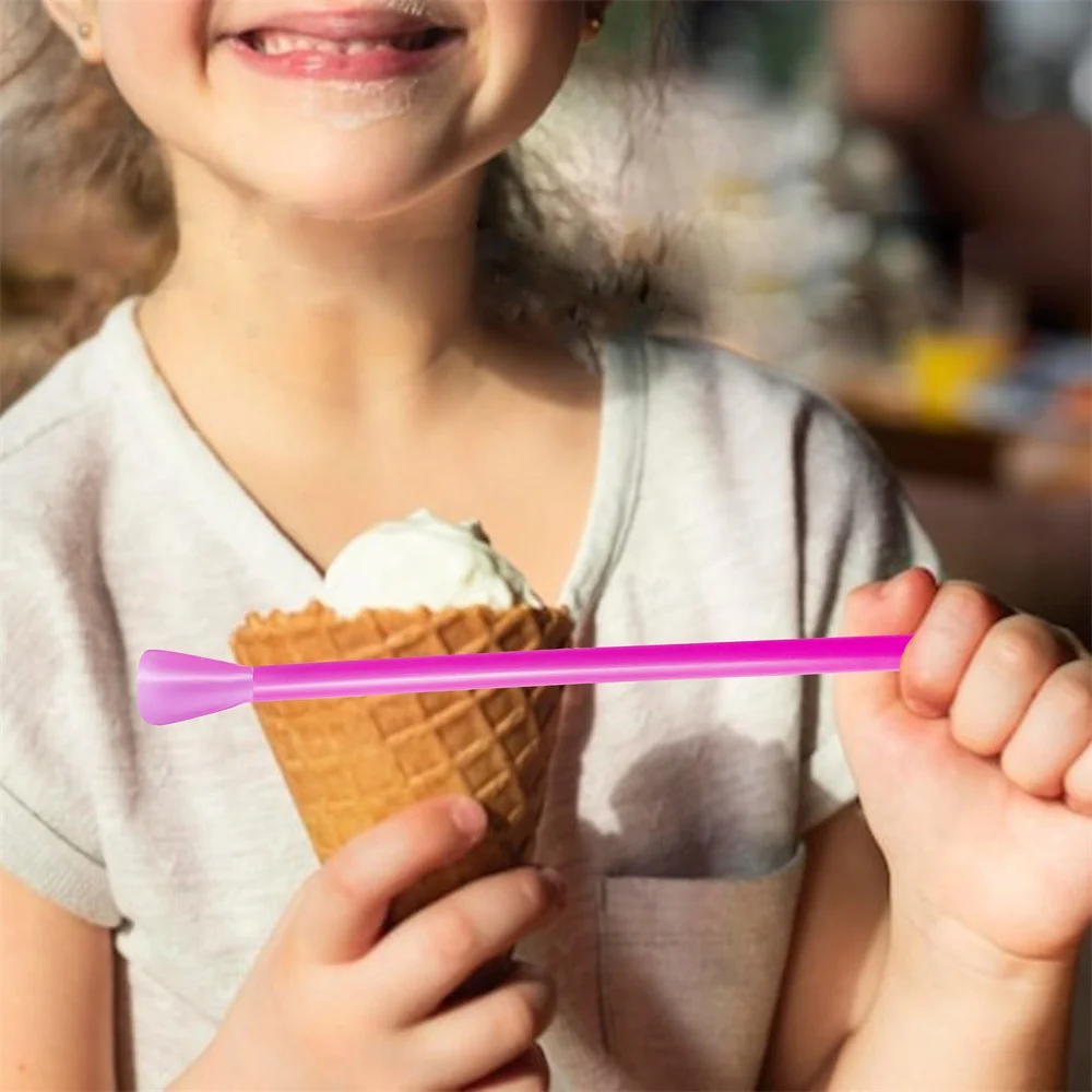 Cuchara de neón de 1000-100 piezas, Pajita de verano con forma de batido, helado, multicolor, para bar, accesorios de fiesta de cumpleaños, venta al