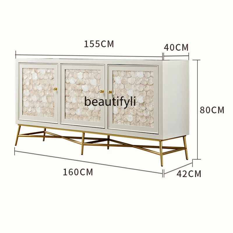 zq American Light Luxury Stainless Steel Feet Shell Sideboard Cabinet Nordic Entrance Shoe Cabinet Hallway New Product