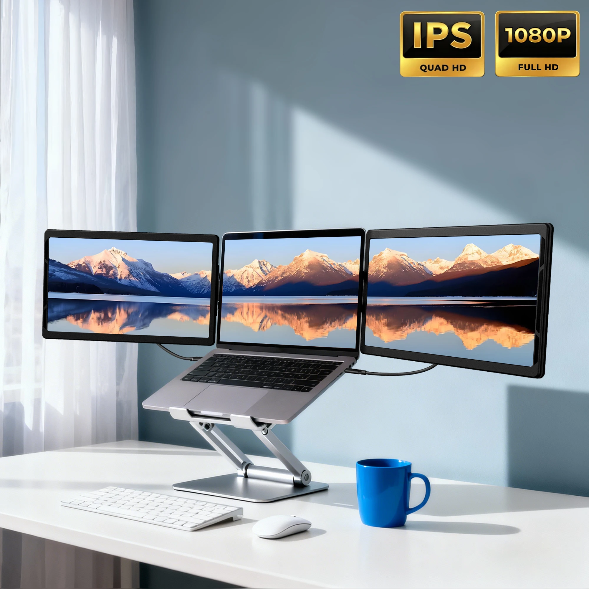 

13.3inch Portable Monitor - FHD Laptop Second Expansion Screen For Switch/Phone/Tablet,USB-C HDMI-Compatible,Rotatable Display