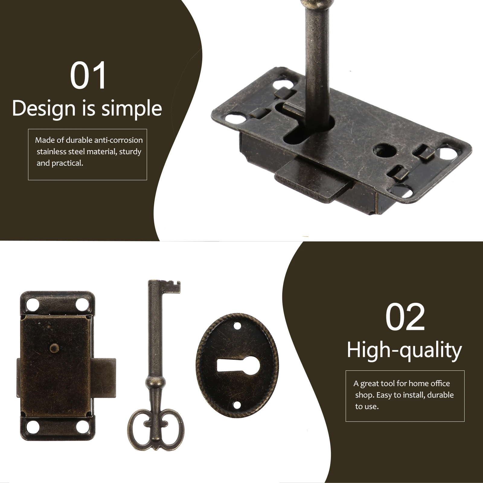 

2pcs Box Locks For Vintage Furniture Lock Accessory Cabinet Furniture Diy Decorative Case Lock Accessory Hardware