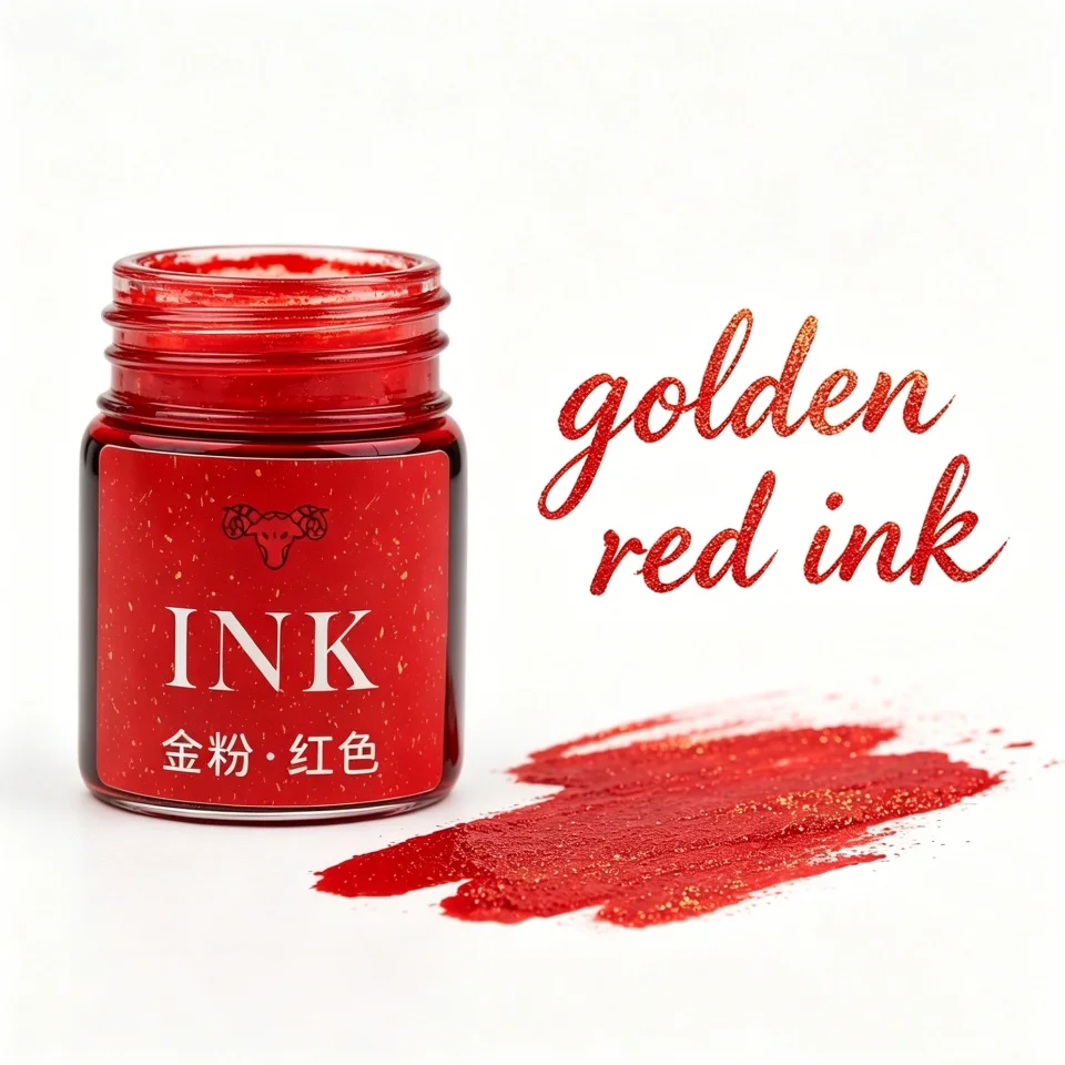 Goldene Pulverfarbene Füllfederhaltertinte 15ml Sternenhimmel-Glitzerpulver zum Färben, Malen, Kalligraphie-Übungen, Farbige Tinte – Detail 23