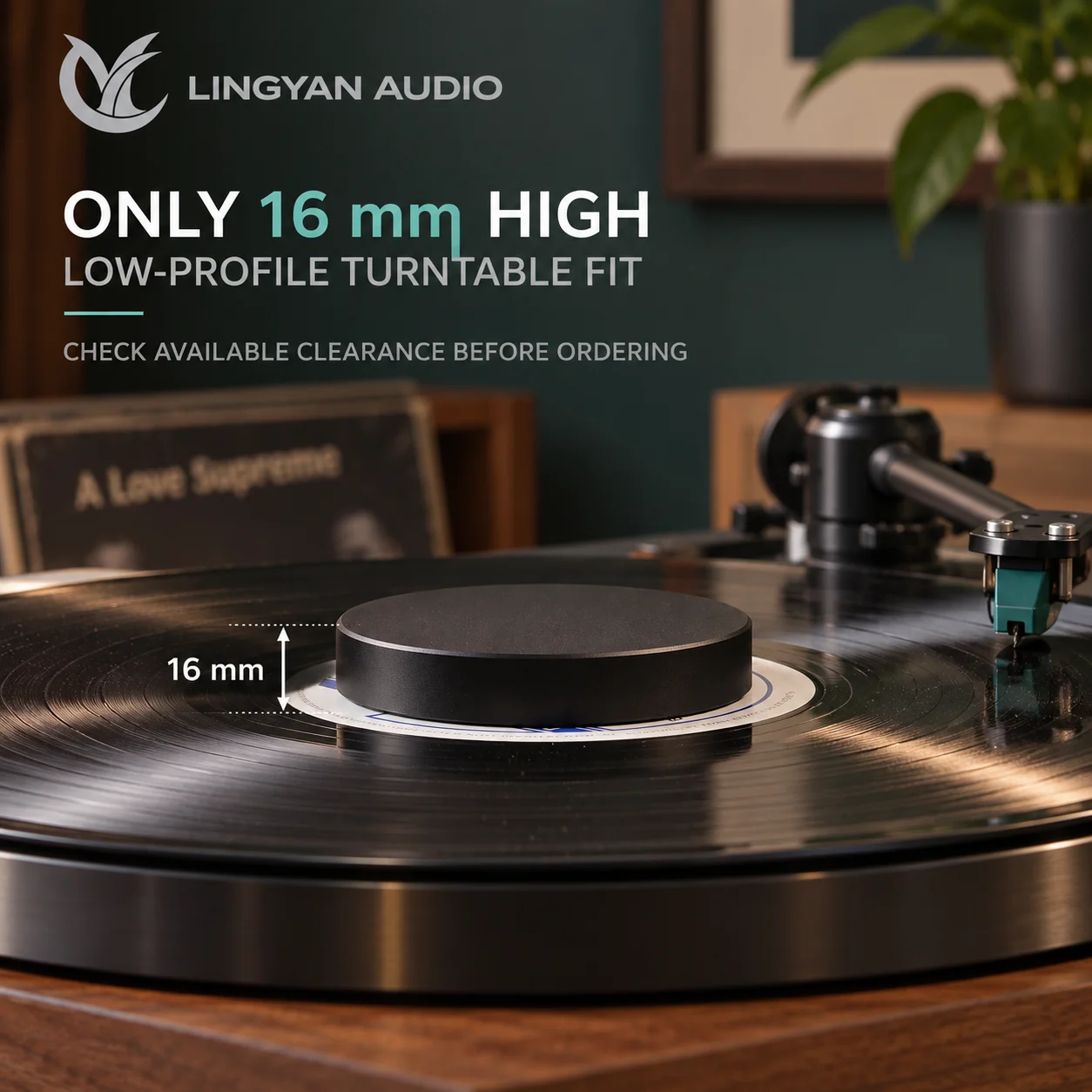 LP Vinyl Record Disc Stabilizer 200g Low-Profile Aluminum Turntable Weight for Smoother Playback Black Silver
